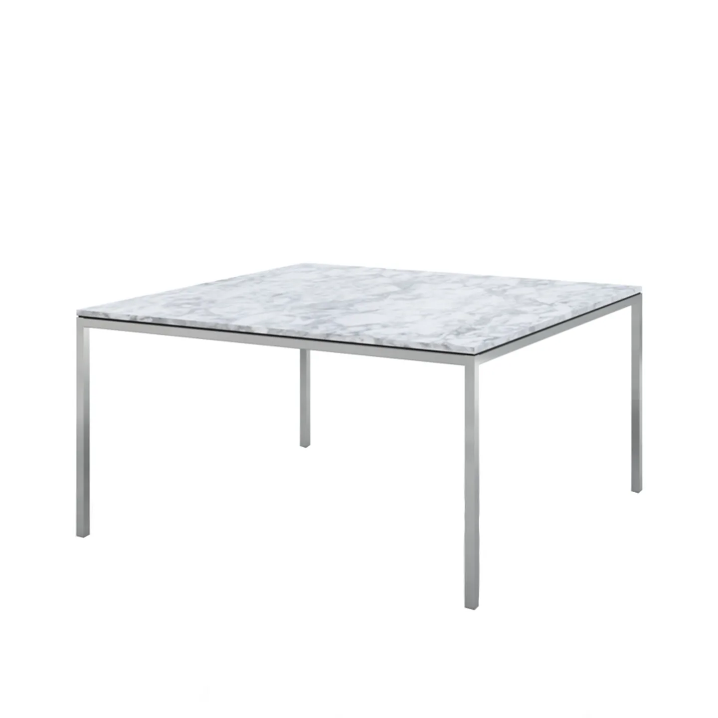Knoll - Florence Knoll High Table, Kvadratisk, 140 x 140 cm, skiva i Statuarietto marmor - Matbord - Florence Knoll - Vit - Metall/Sten
