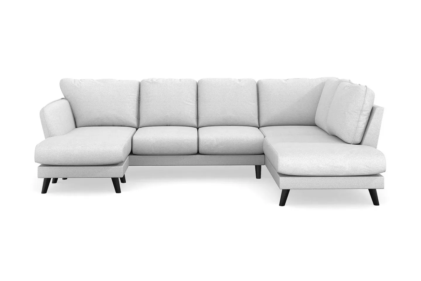 Trend Lyx 4-sits Vänstervänd U-formad Soffa med Divan och Schäslong i Tyg - Ljusgrå