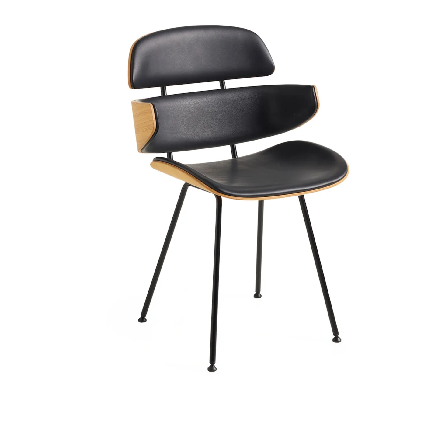 Naver Collection - Midas - Karmstol, Oljad valnöt, Sits i Naver Select läder - 516 Black, Underrede i svart pulverlackerat stål - Matstolar - Susanne Grønlund - Svart - Läder/Metall/Trä
