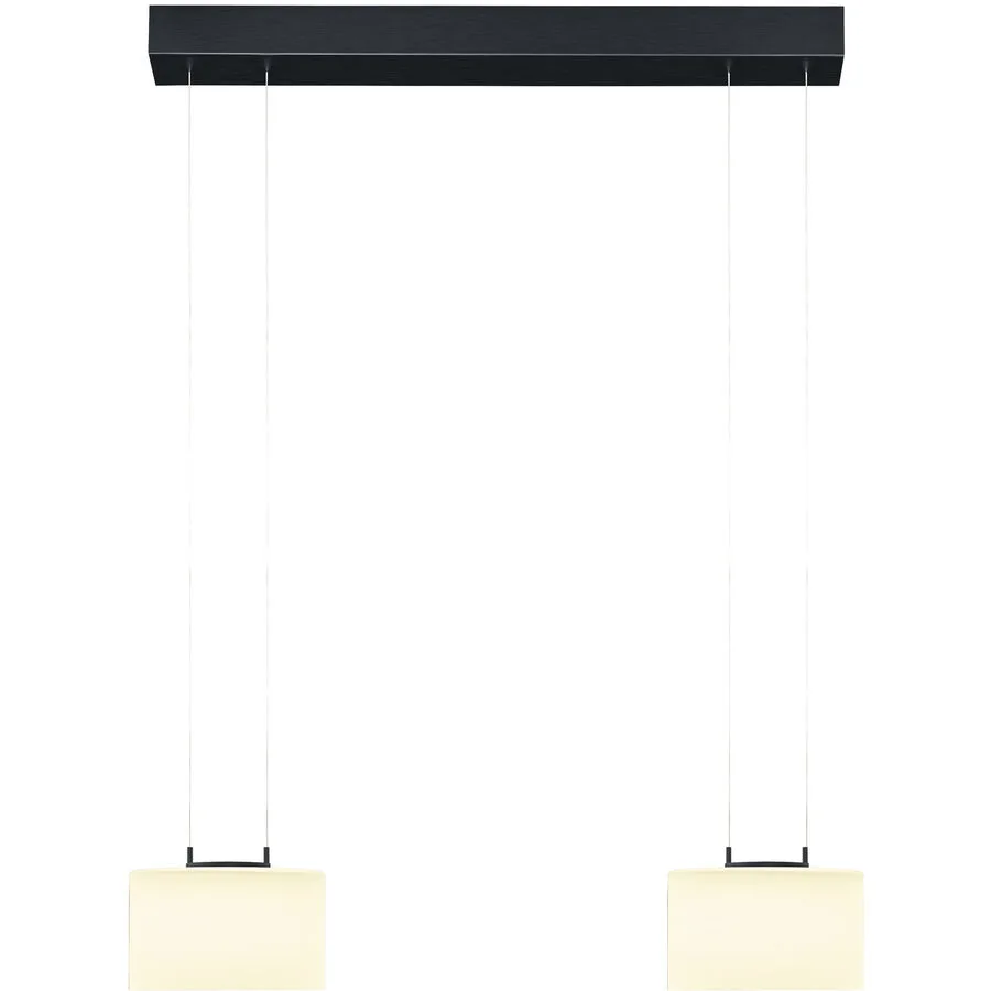 Designer-Pendellampe Bankamp Grand opal anthrazit 2-flammig - Farbe: Anthrazit eloxiert - LED - Lichtfarbe: Extra warmweiss - Material: Aluminium/Glas
