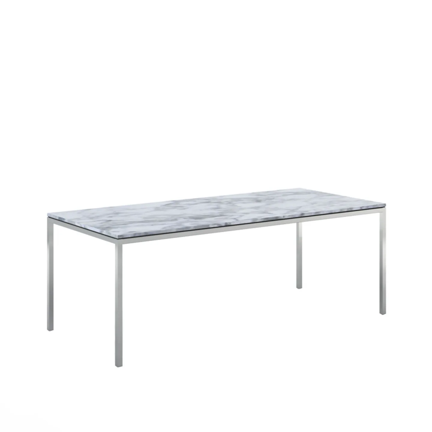 Knoll - Florence Knoll High Table, Rektangulär, 200 x 90 cm, skiva i Statuarietto marmor - Matbord - Florence Knoll - Vit - Metall/Sten