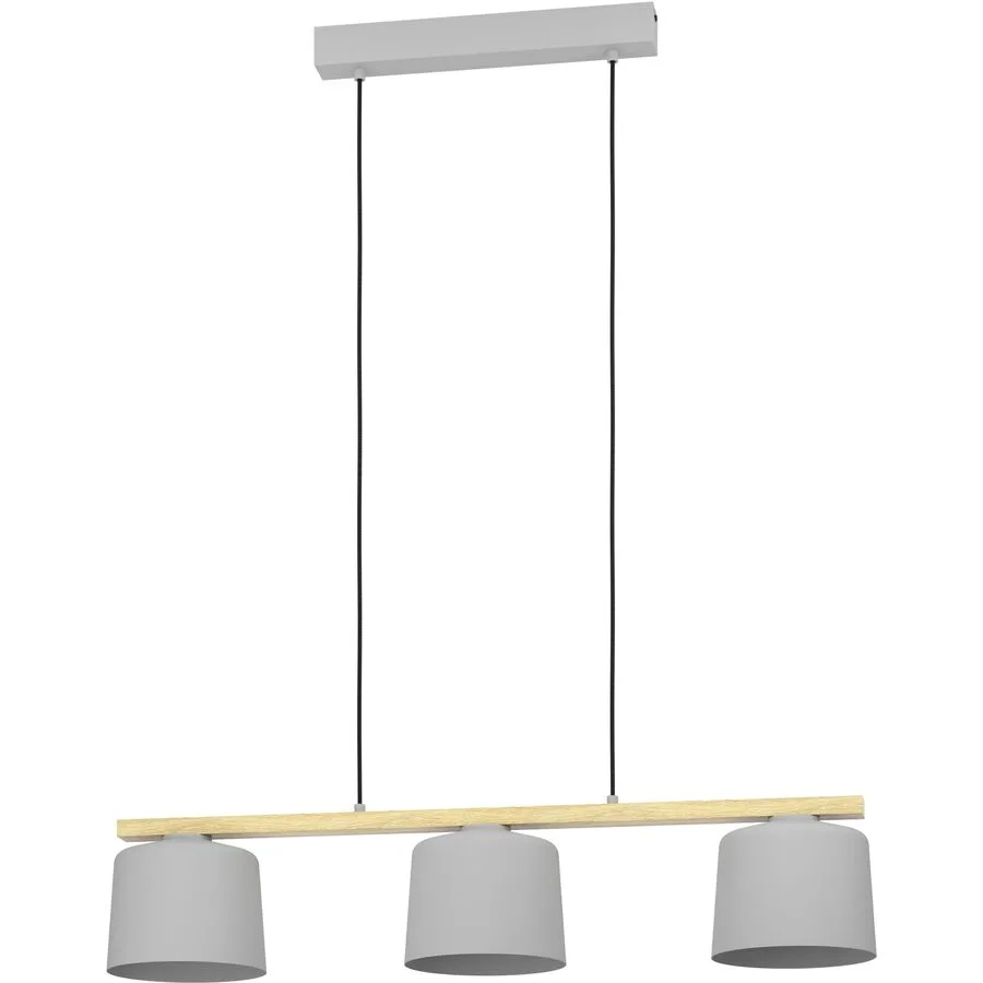 Eglo Pendellampe Mariel Grau Stahl/Holz 19 cm 110 cm - Farbe: hellgrau - Material: Holz/Stahl