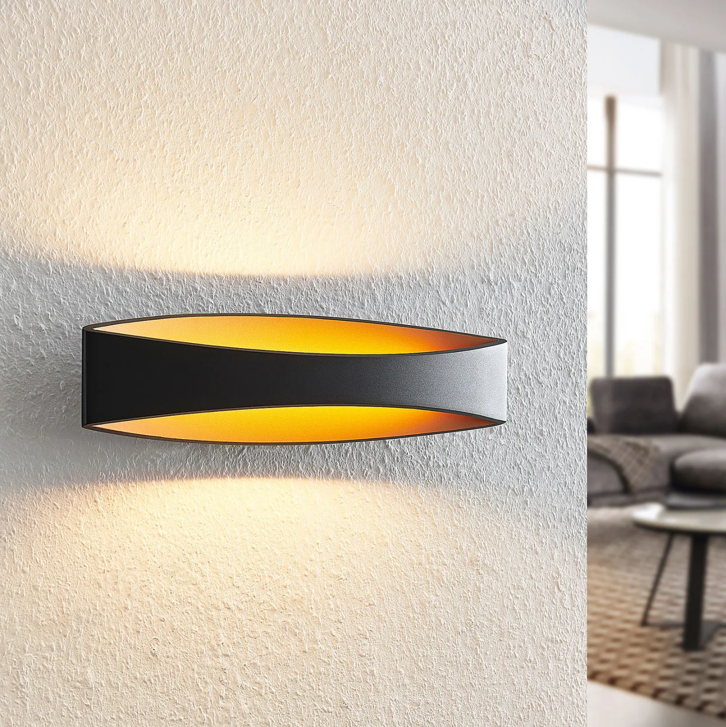 Jelle Wandleuchte M Black/Gold - Arcchio - Wohnzimmer - Modern - Metall