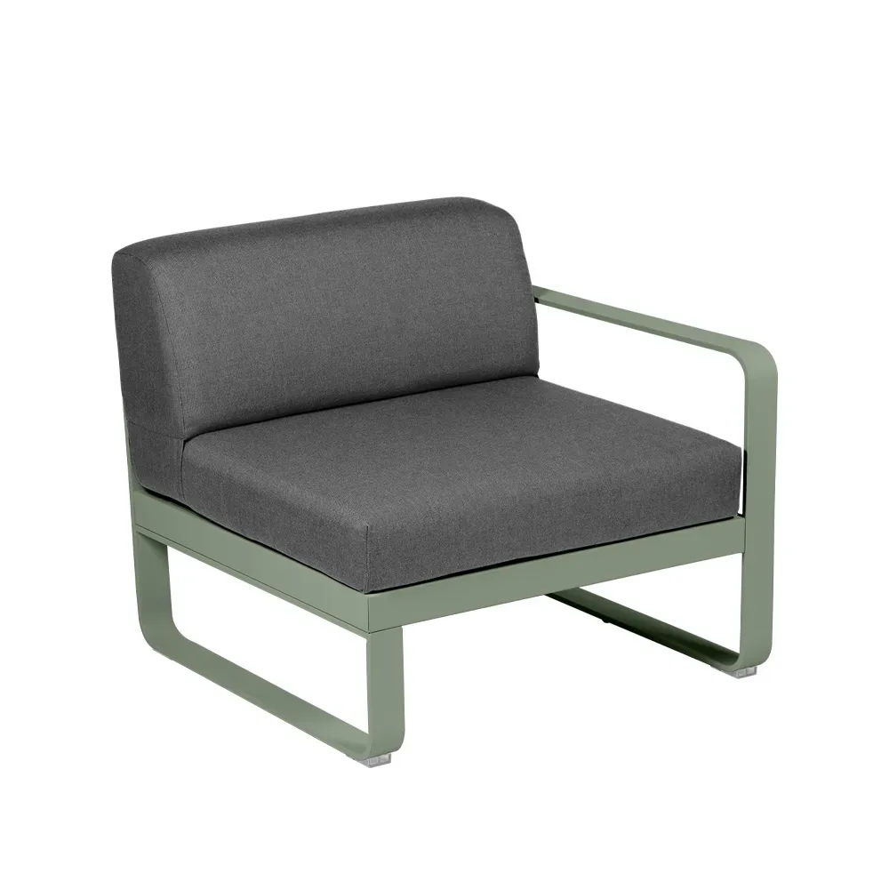 Fermob Bellevie Right modulsoffa Cactus (grön), graphite grey dyna, 1-sits
