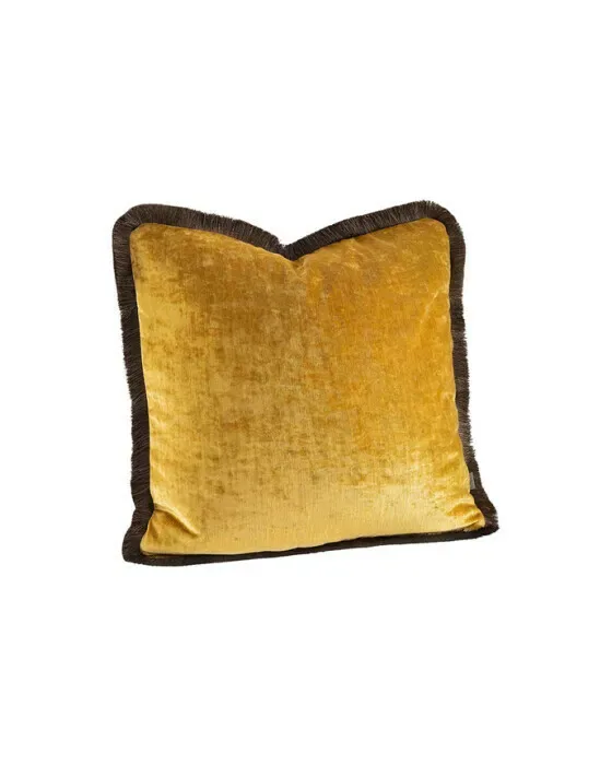 Garda Velvet Cushion Cover Fringes Cognac