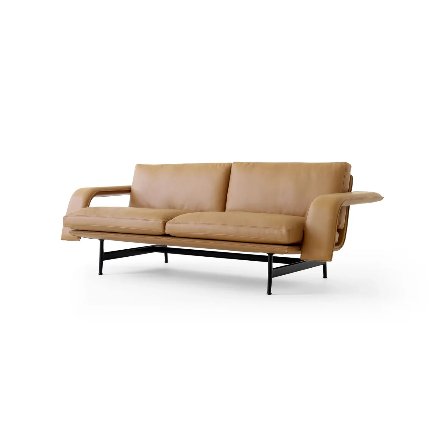 &Tradition Meantime AV30 2-sits soffa Warm black-Noble leather Cognac