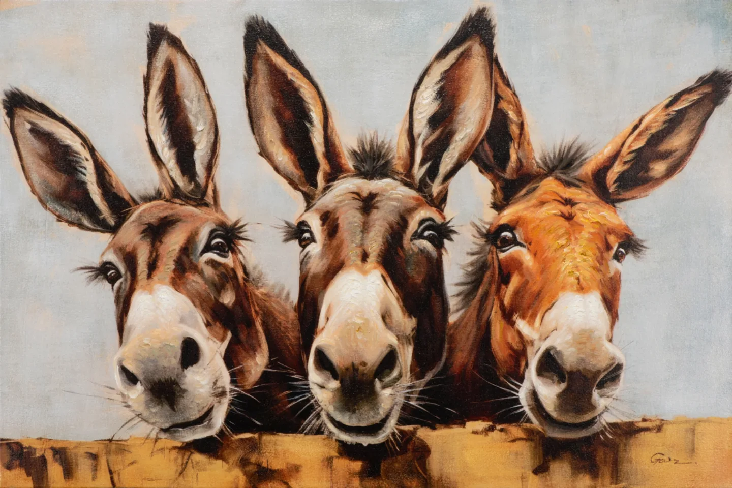 image LAND Gemälde Curious Donkeys | Schubiger Möbel