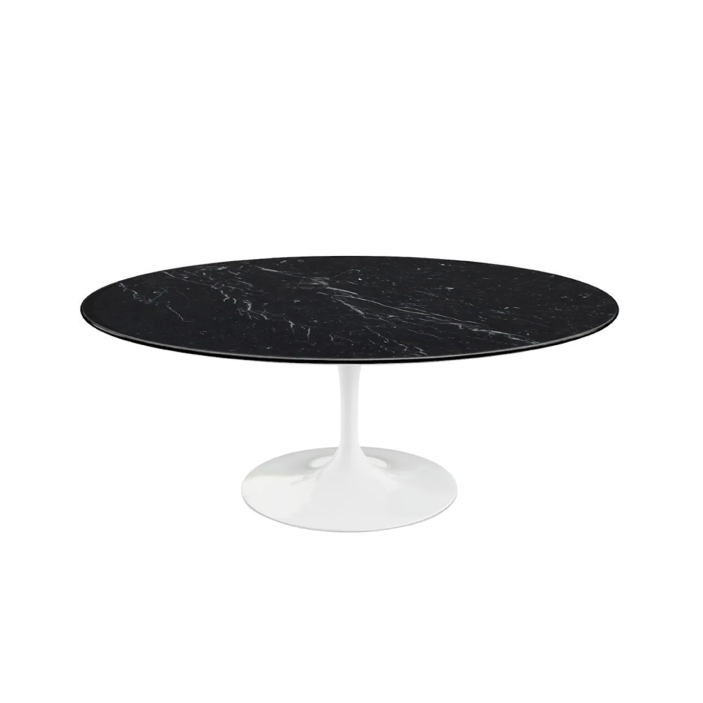 Knoll - Saarinen Oval Table - Soffbord, Vitt underrede, skiva i matt svart Marquina marmor - Soffbord - Eero Saarinen - Svart - Metall/Sten