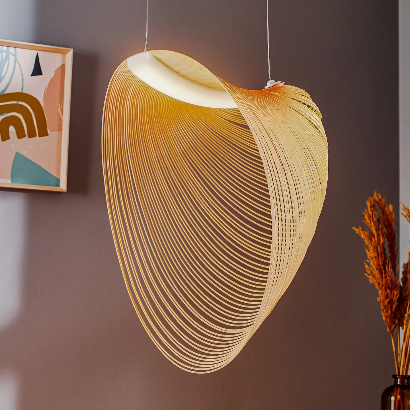 Illan Pendelleuchte Ø60 Birch - Luceplan - Wohnzimmer - Design - Holz - Einflammig