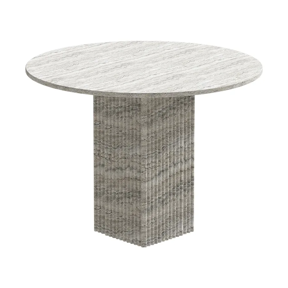 NORR11 Soho matbord Silver travertin, Ø120x72 cm