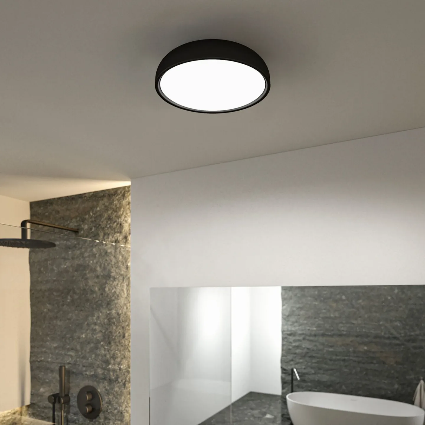 Oka LED Deckenleuchte IP44 Weiß/Schwarz - Paulmann - Badezimmer - Modern - Kunststoff - Rund