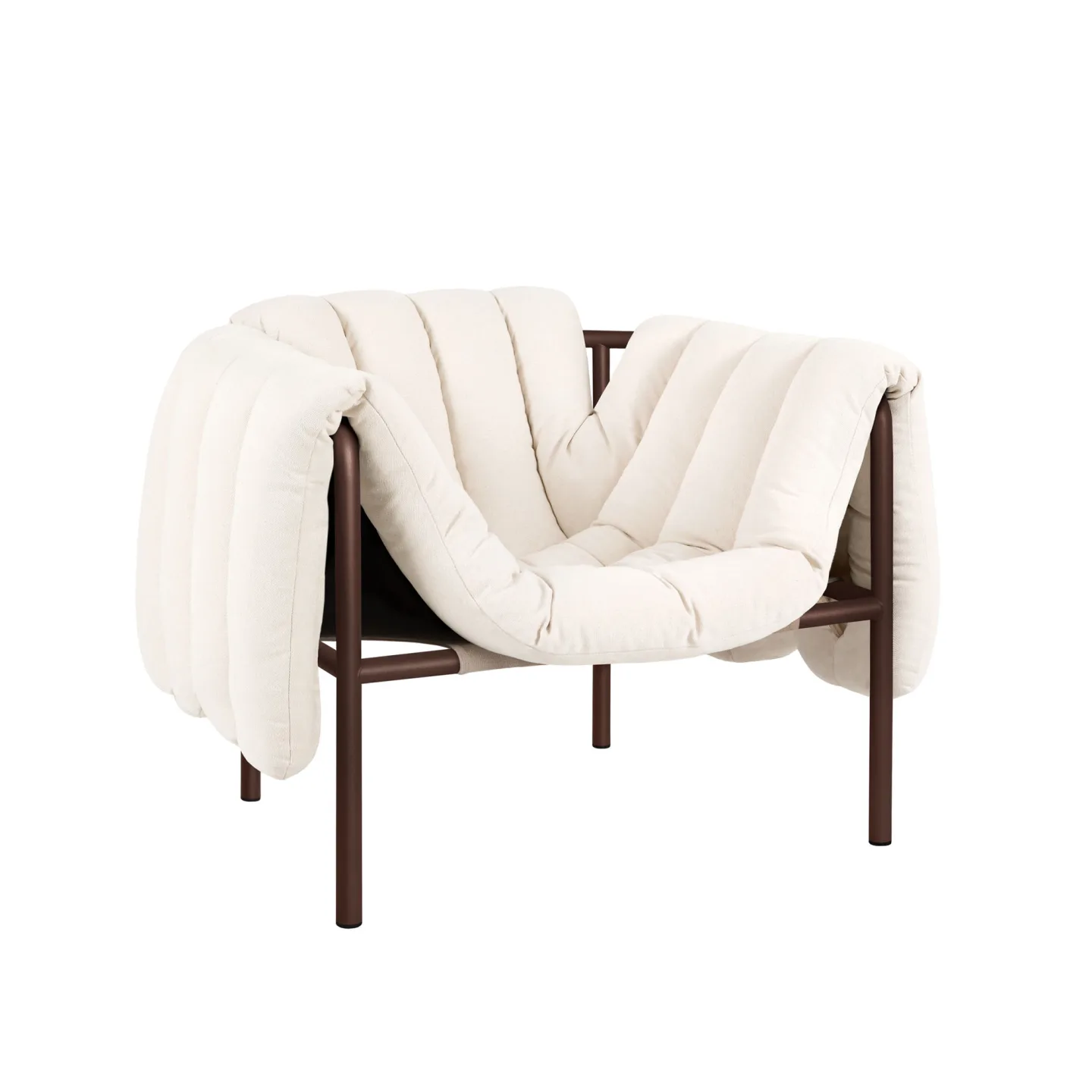 HEM - Puffy Lounge Chair - Natural/Chocolate Brown - Fåtöljer - Faye Toogood - Brun,Beige - Bomull/Naturmaterial/Metall/Skum/Plast