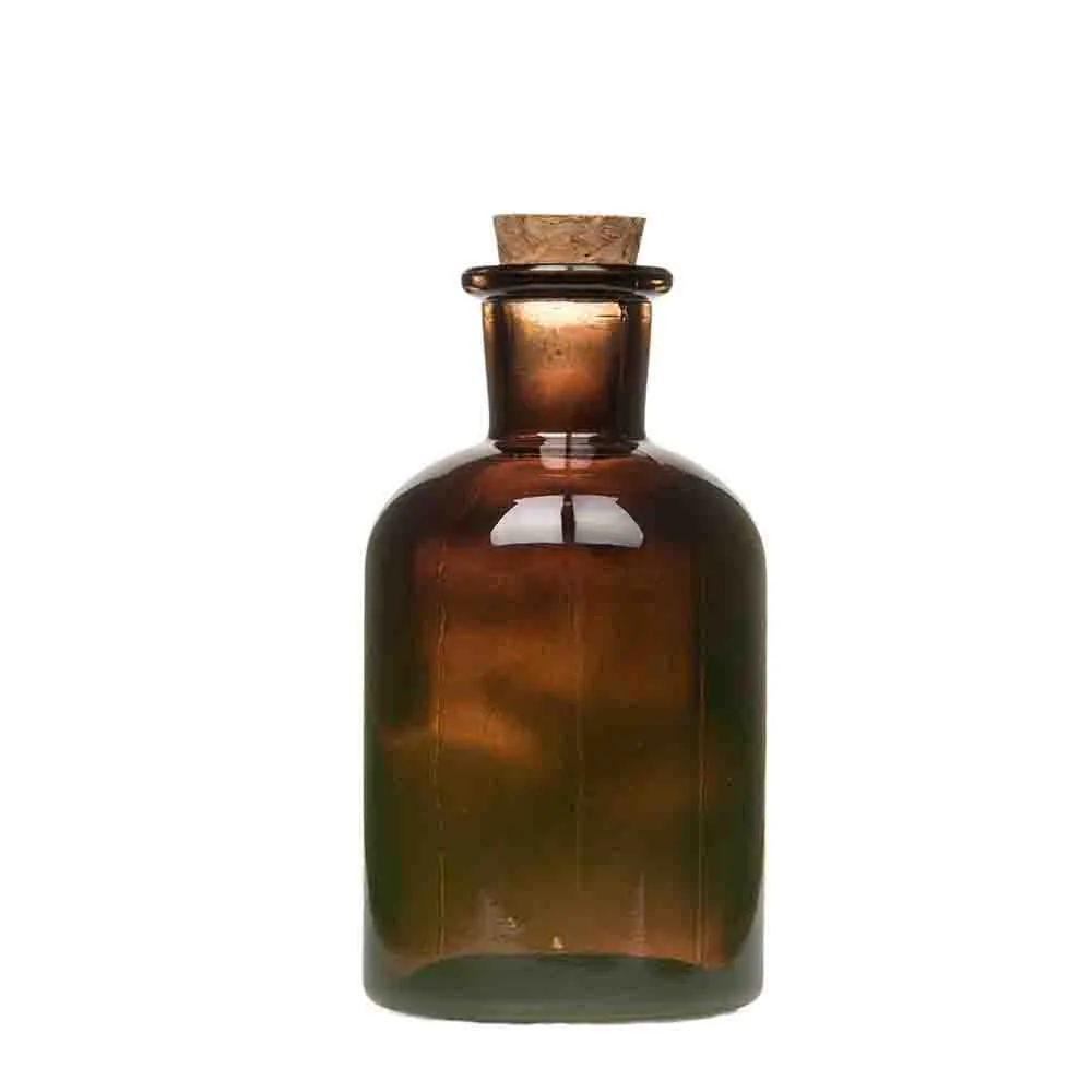Glasflaska med kork Mörkbrun 250 ml
