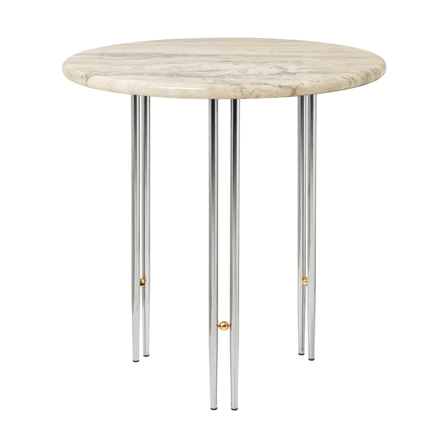 GUBI IOI Couchtisch Ø50cm Chrom-Messing-rippled beige
