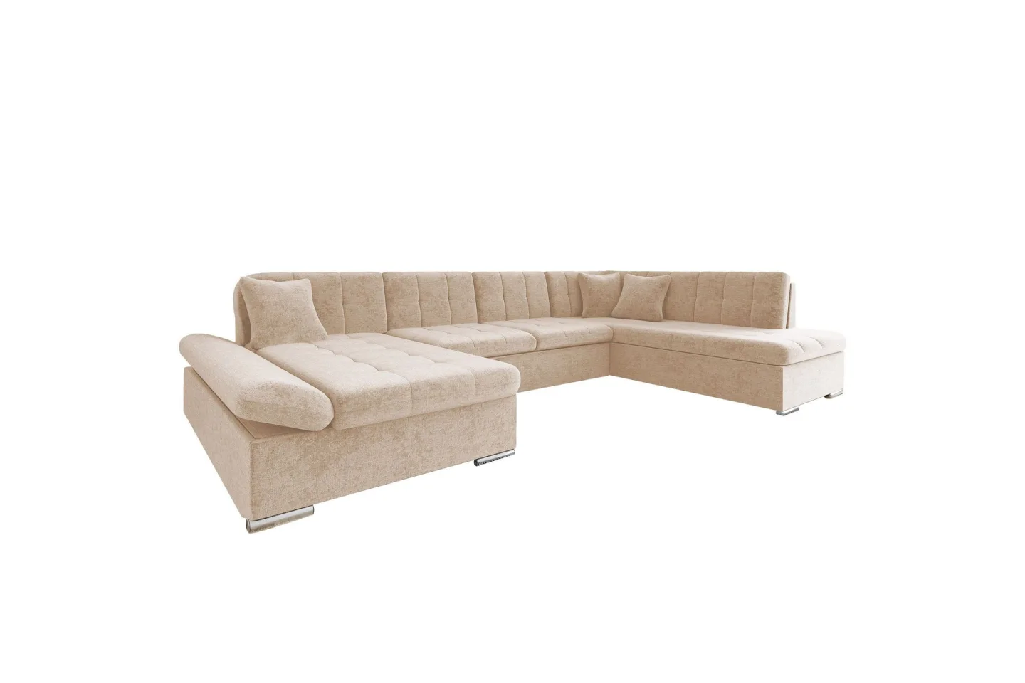 Zumar Bäddsoffa med Divan och Schäslong 4-sits i Chenille - Beige