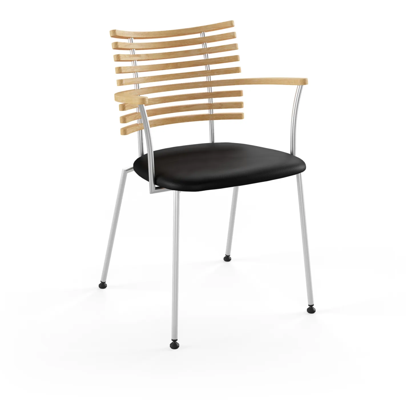 Naver Collection - Tiger Gm 4106 - Karmstol, Svart ask, Underrede i Svart pulverlackerat stål, Sits i Naver Select läder - Svart - Matstolar - Henrik Lehm - Svart - Läder/Trä