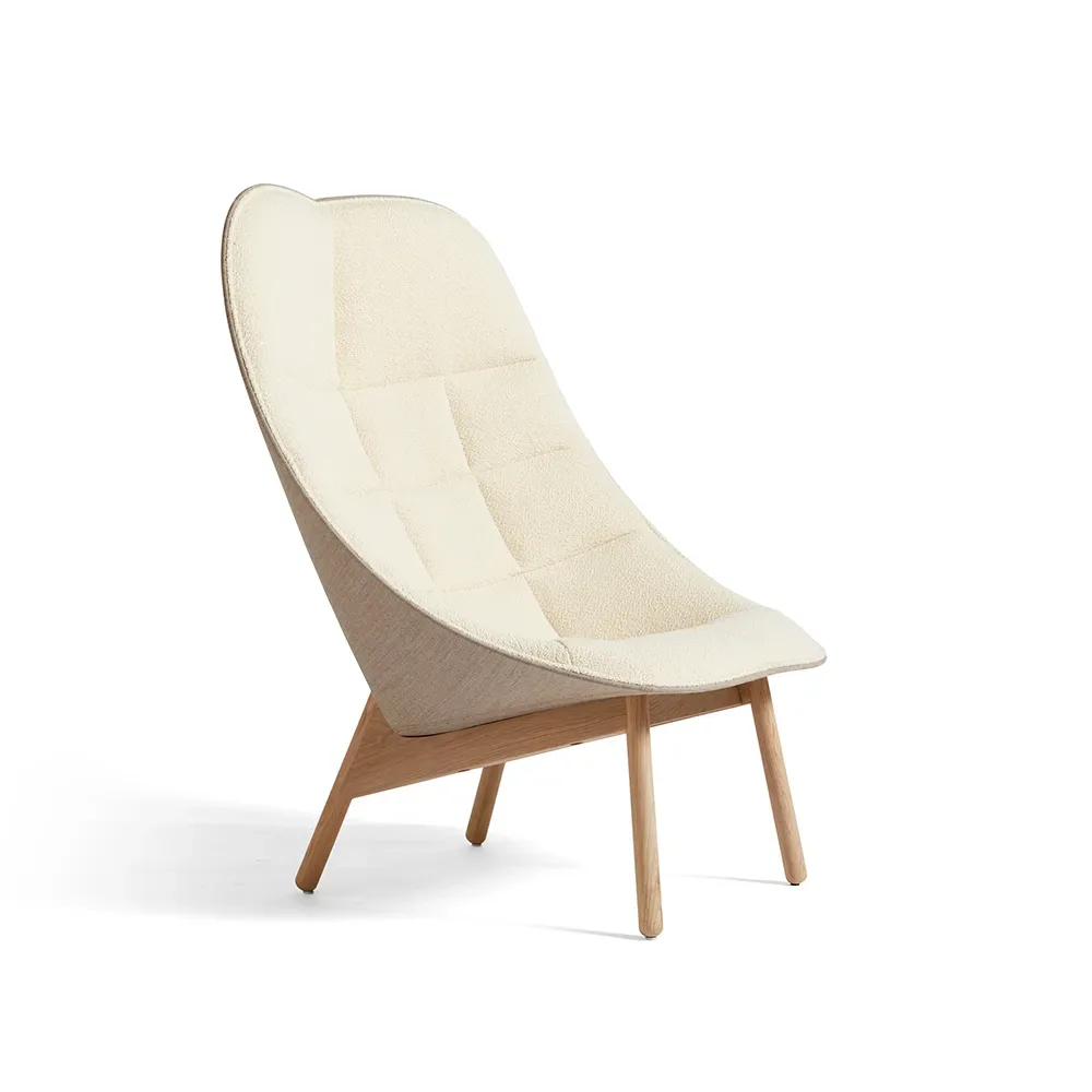HAY Uchiwa Quilt Loungesessel Cream A5-Eiche-Canvas 244