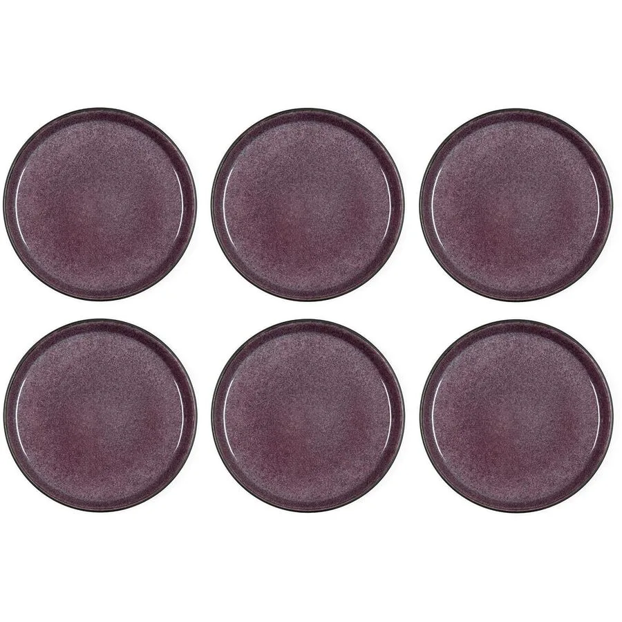 Teller-Set BITZ Schwarz/Lila Steinzeug D 21 cm 6 Stk