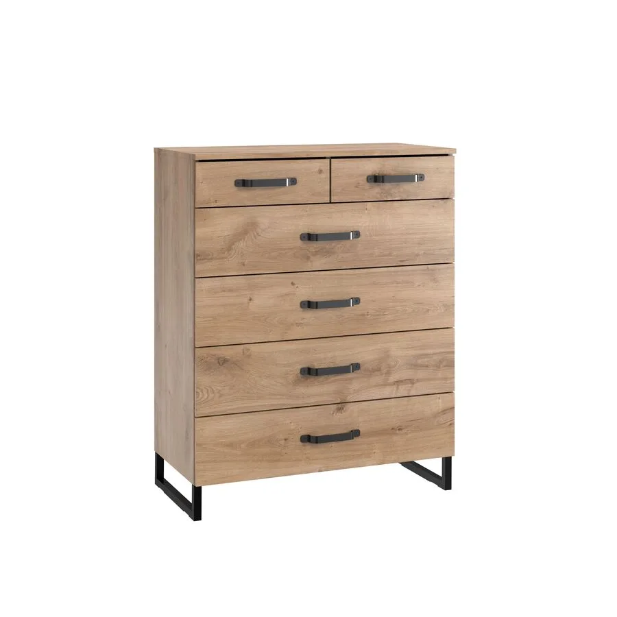 Kommode Demian Plankeneiche/Raw-Steel Holzwerkstoff B 81 H 92 cm
