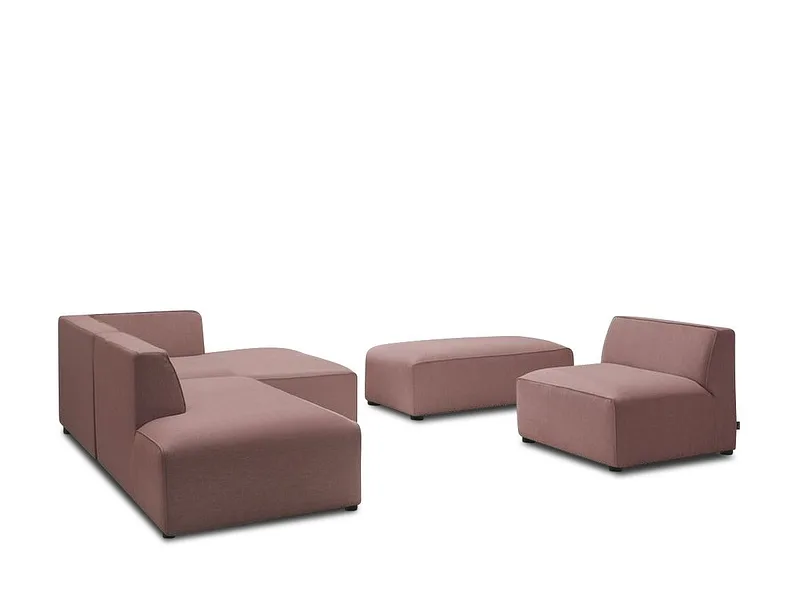 Ecksofa mit Hocker BOBOCHIC MEGEVE Stoff chiniert rosa