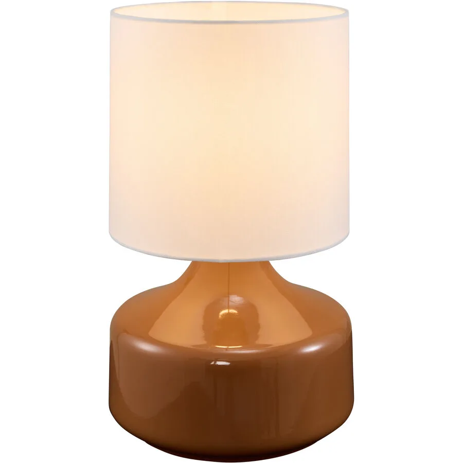 Tischlampe Nil Metall/Stoff braun glänzend Ø 20cm E27