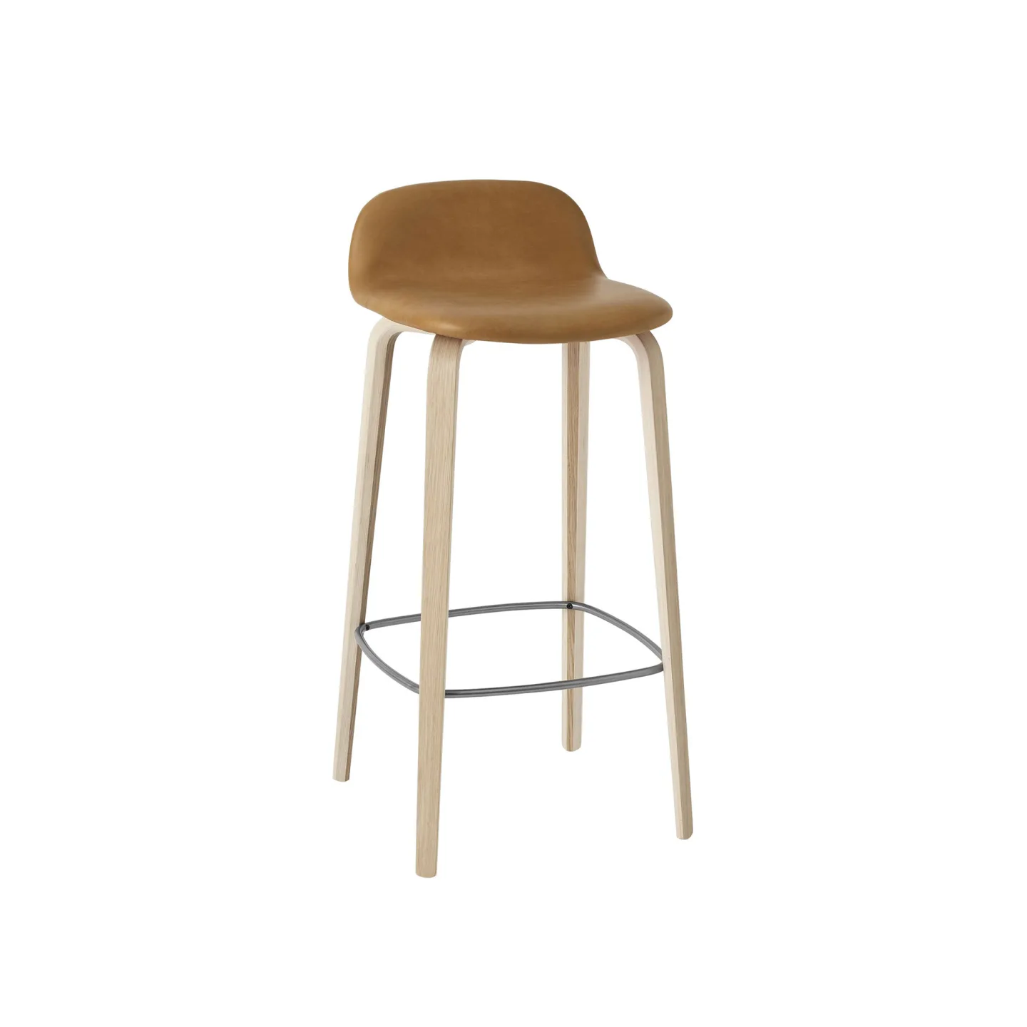 Muuto - Visu 75 cm Cognac Refine Leather/Oak - Barstolar - Mika Tolvanen - Brun - Läder/Metall/Trä