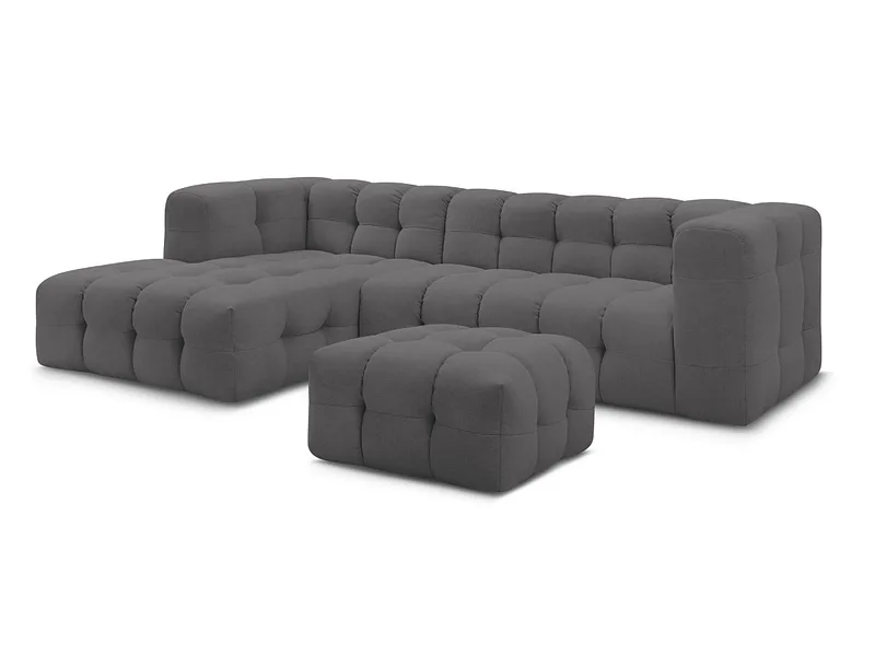 Ecksofa mit Hocker BOBOCHIC CLOUD Stoff dunkelgrau