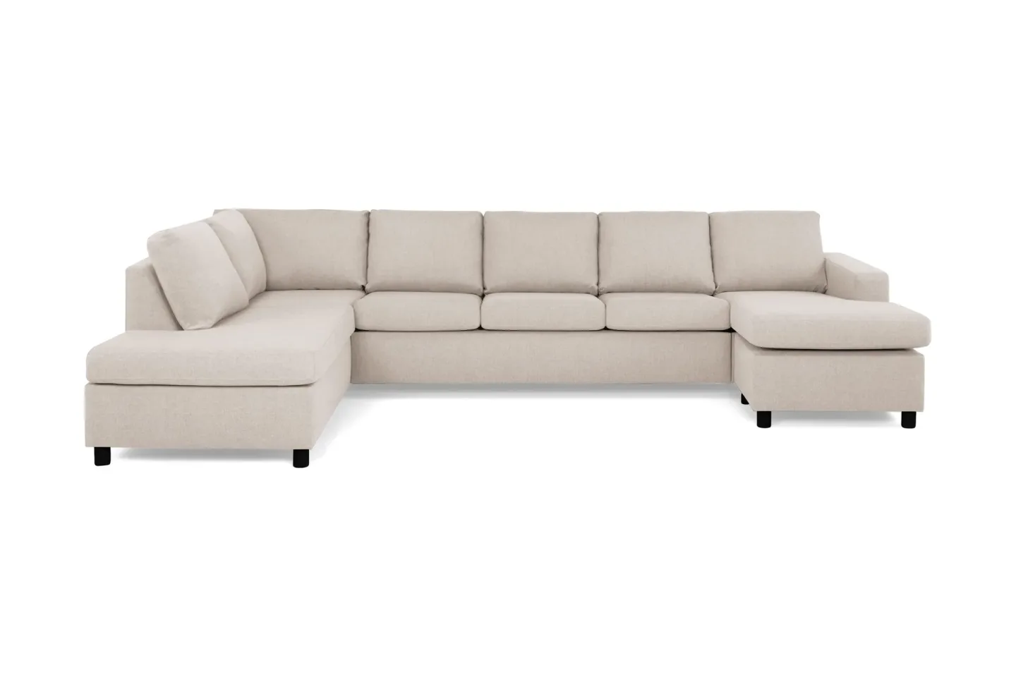 Crazy 5-sits Vänstervänd U-formad X-Large Soffa med Divan och Schäslong i Tyg - Beige