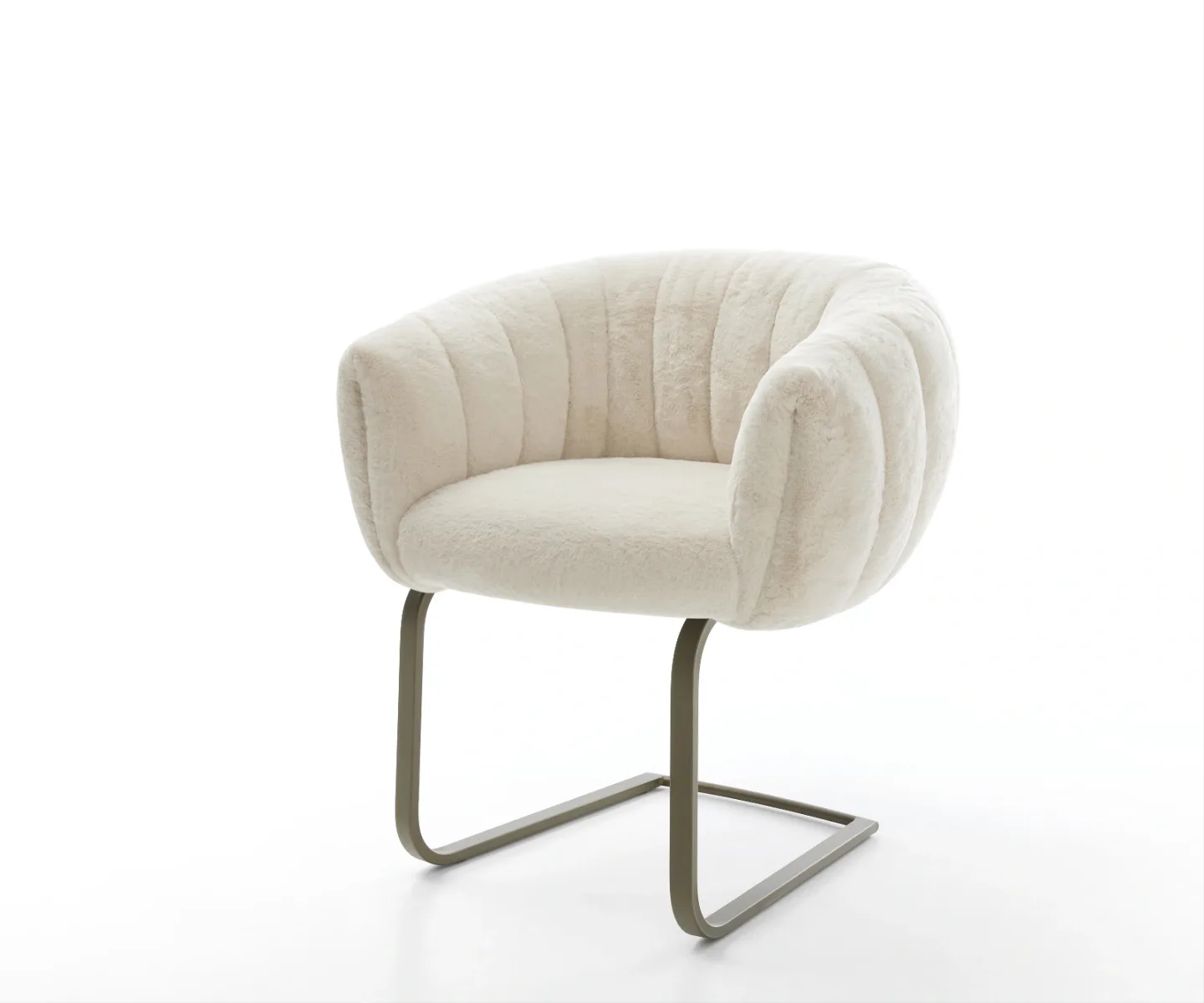 Freischwinger Jada-Flex Plüsch Creme-Weiß Freischwinger flach Effektfinish Titan Taschenfederkern