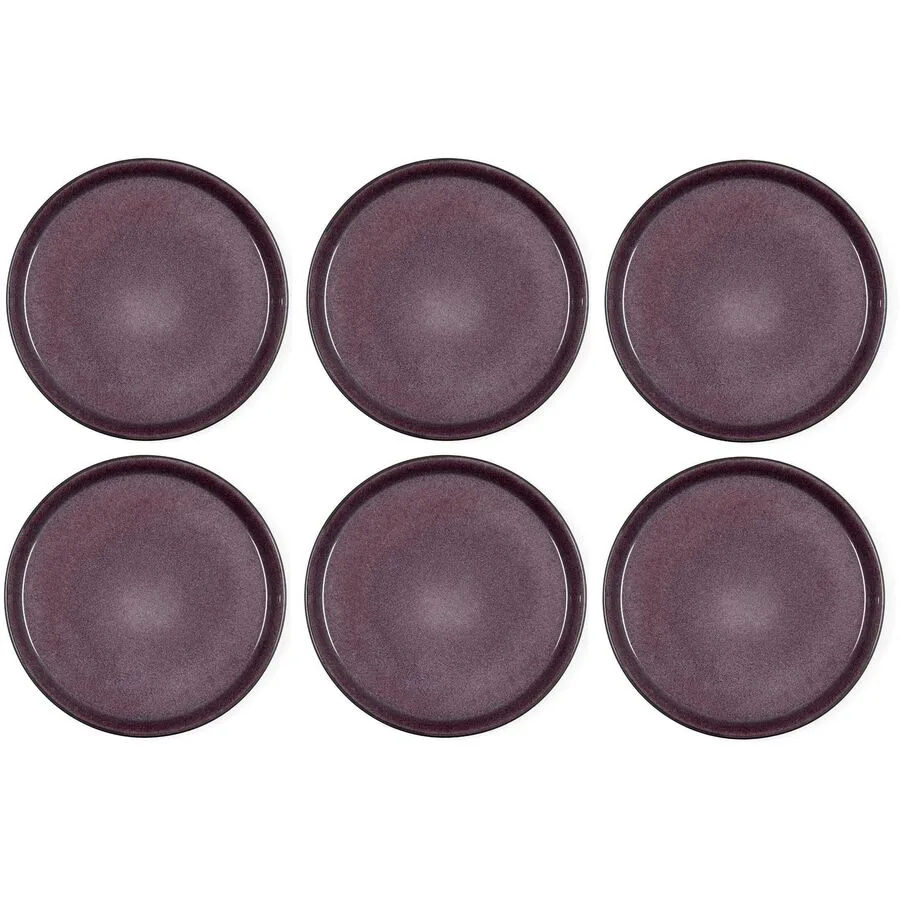 Teller-Set BITZ Schwarz/Lila Steinzeug D 27 cm 6 Stk