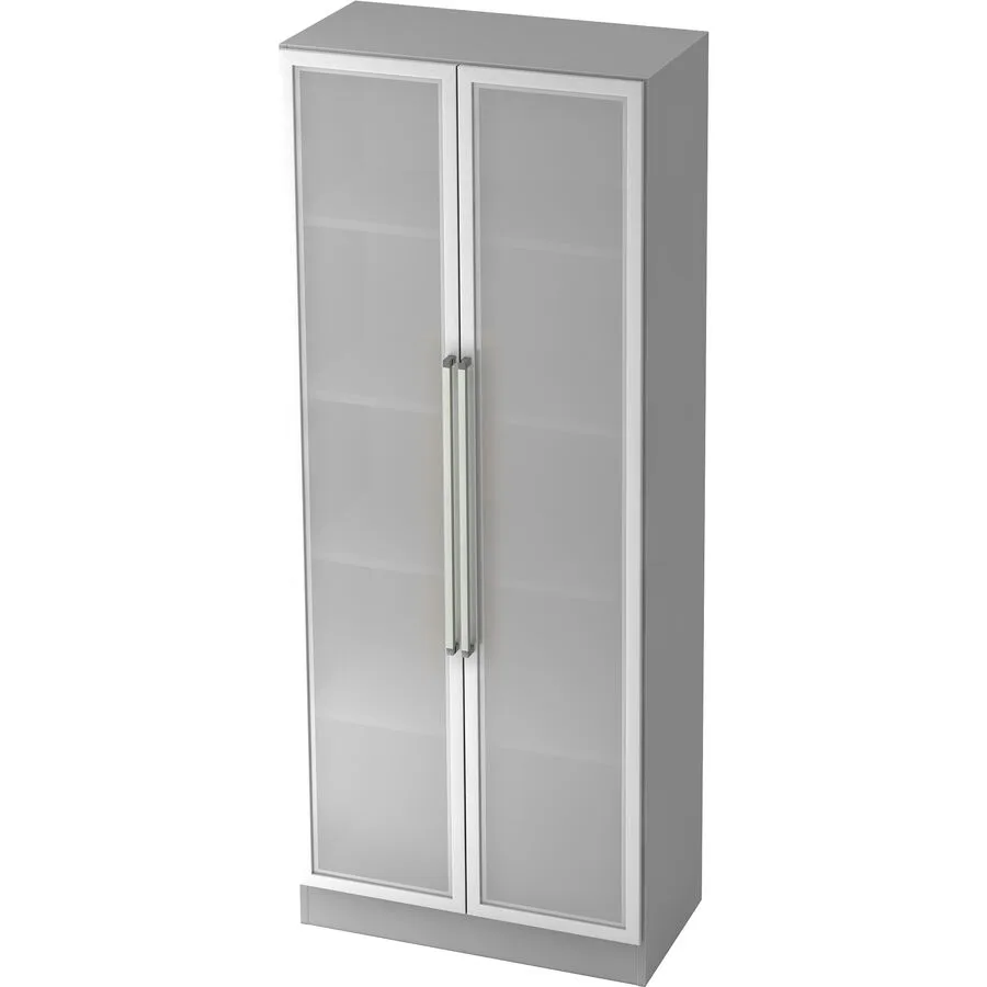 Aktenschrank Office silber, grau, semi transparent Holzwerkstoff, Glas, Metall B 80 cm H 200.4 cm