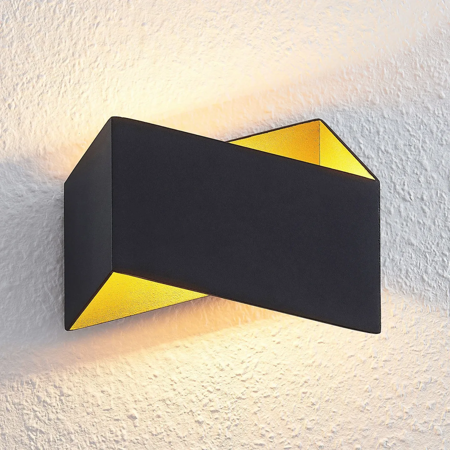 Assona Wandleuchte Black/Gold - Arcchio - Wohnzimmer - Modern - Metall - Eckig
