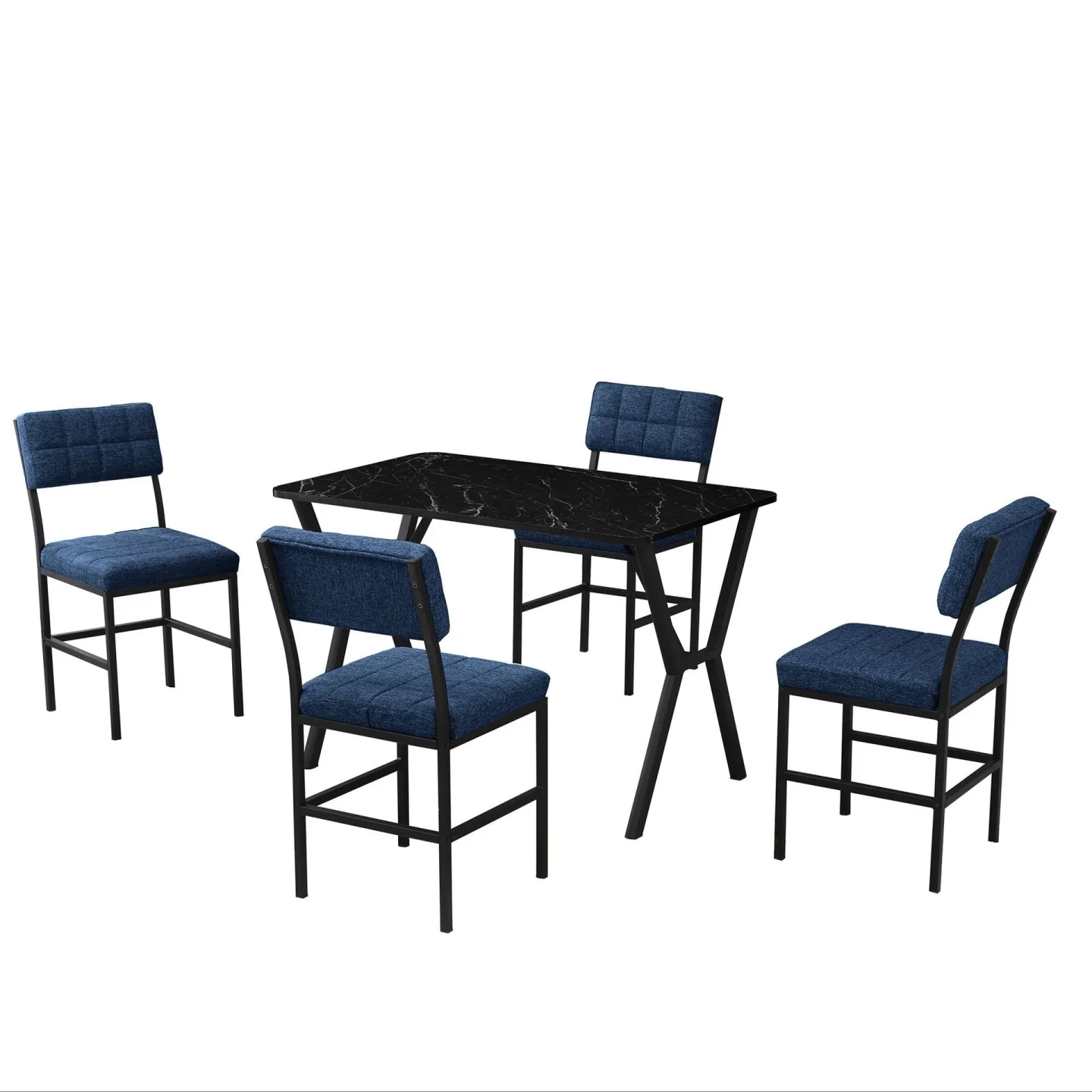 Stedum Matgrupp Bord 110 cm + 4 Stolar - Marinblå Svart
