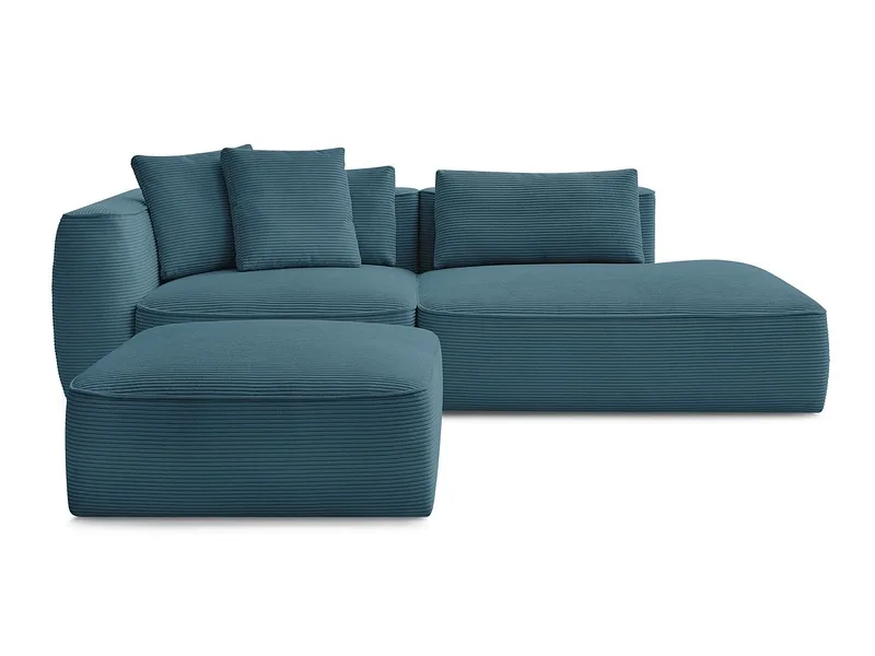 3er Sofa mit Hocker BOBOCHIC LEOPOLD Cord-Stoff hellblau