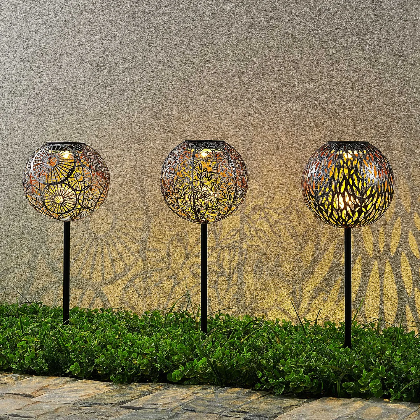 Vilani LED Solcelle Havelampe 3 pcs. Silver - Lindby - Terrasse - Marokkansk - Metal - Med én lyskilde