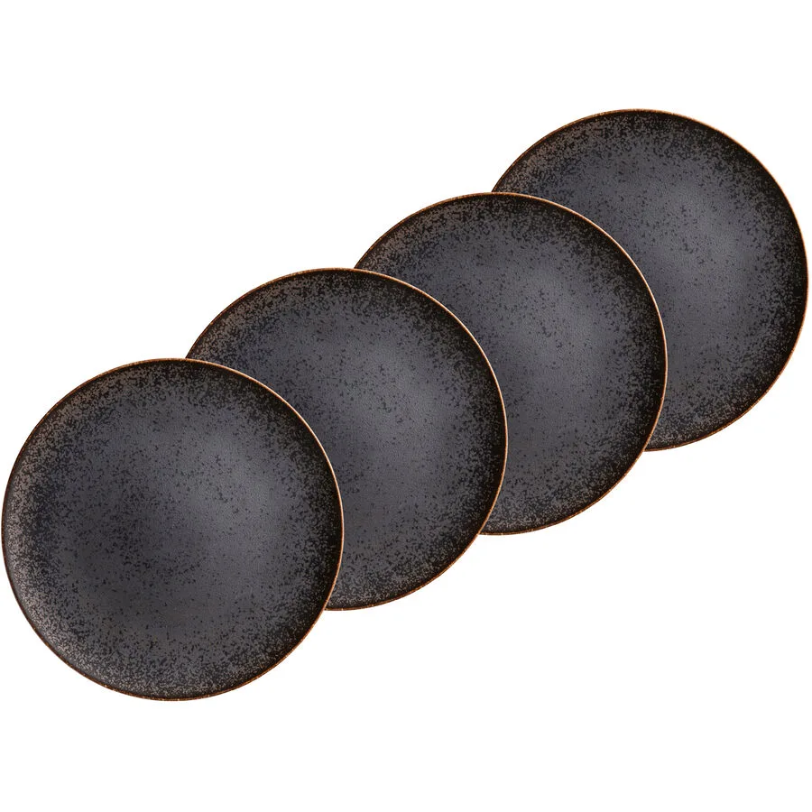 MÄSER Dessertteller-Set 4-tlg. Powerful Braun/Schwarz Porzellan 21 cm