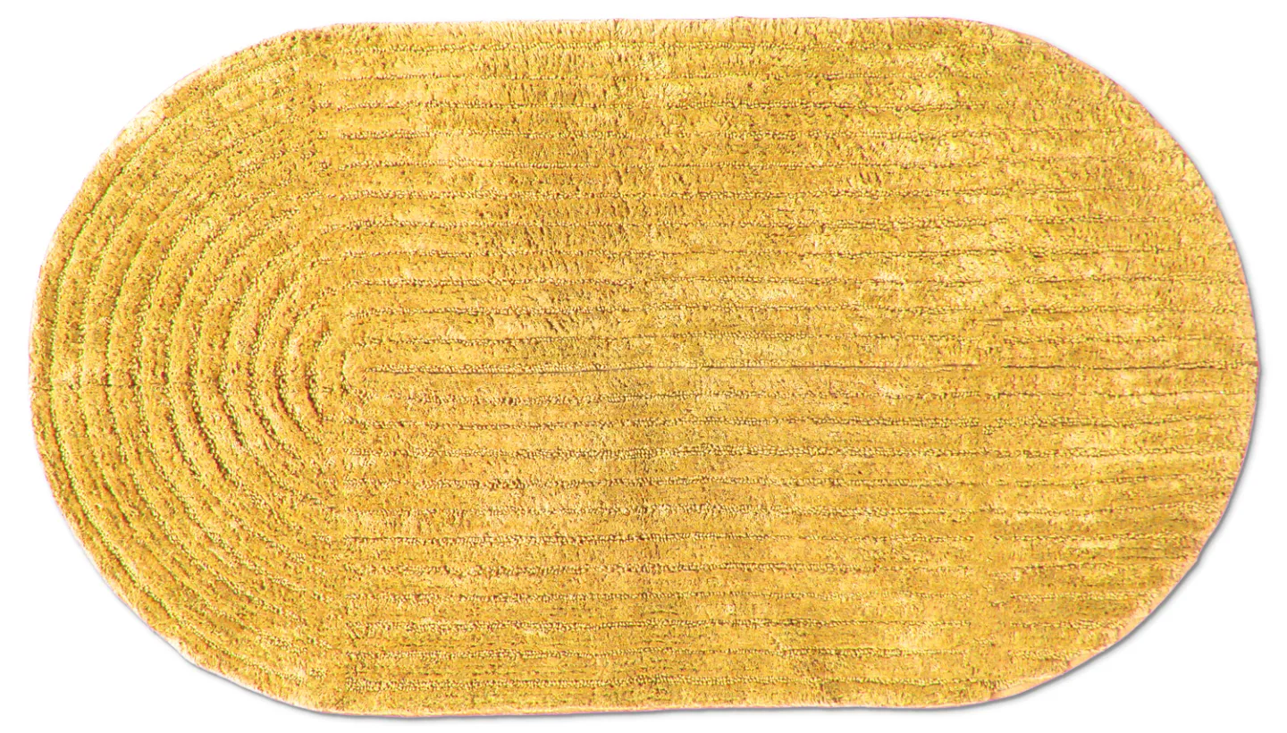 Oval baderomsmatte - Evena (gul) (Størrelse: 50 x 90 cm)
