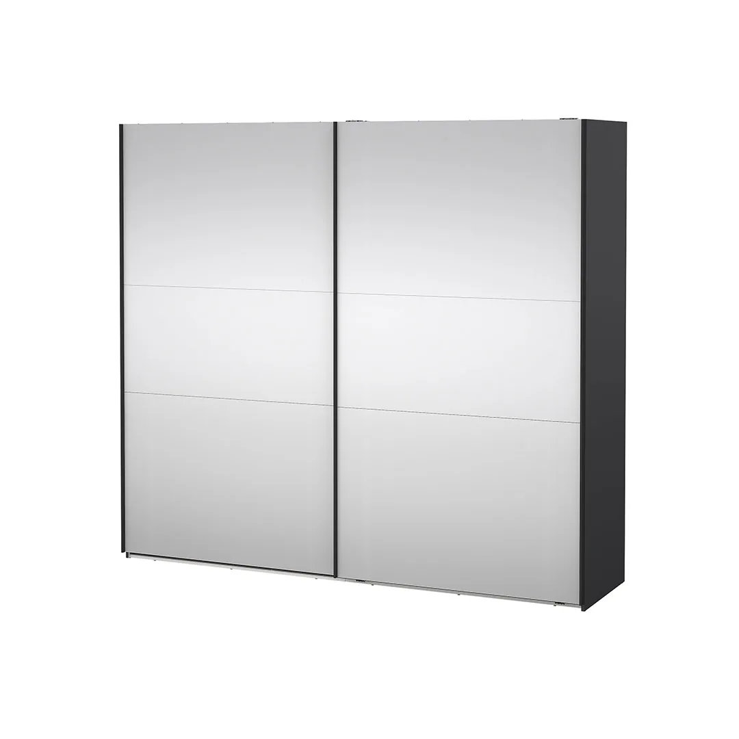 Como Schiebetürenschrank 2 Türen mit Spiegel 245x220cm matt grau.