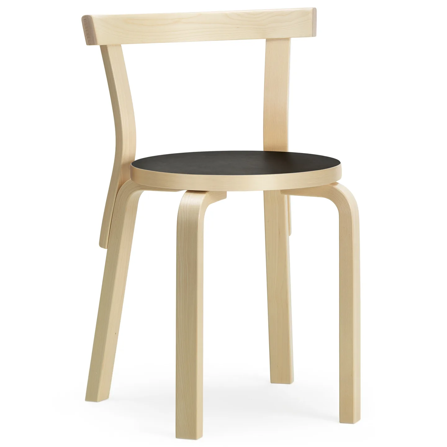 Artek - Stol 68, Svart linoleum - Matstolar - Alvar Aalto - Svart - Trä