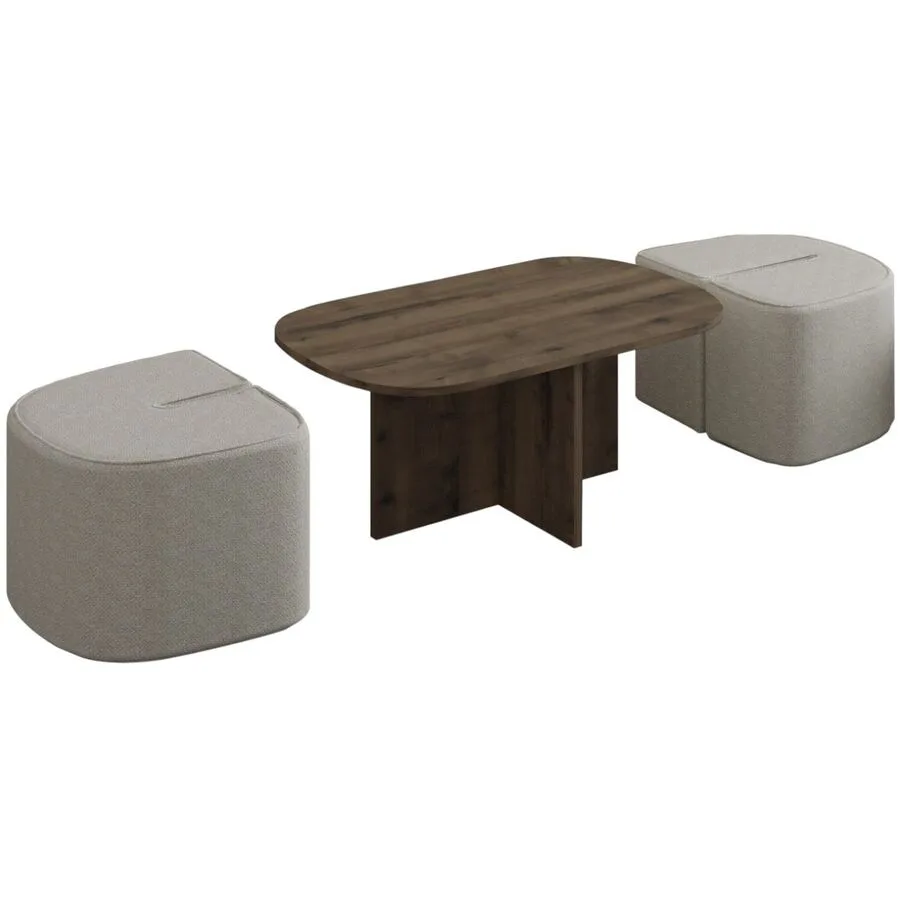 Salontisch Georis Antik-Nussbaum 100% Melaminbeschichtete Kiefer B 90 T 45 cm