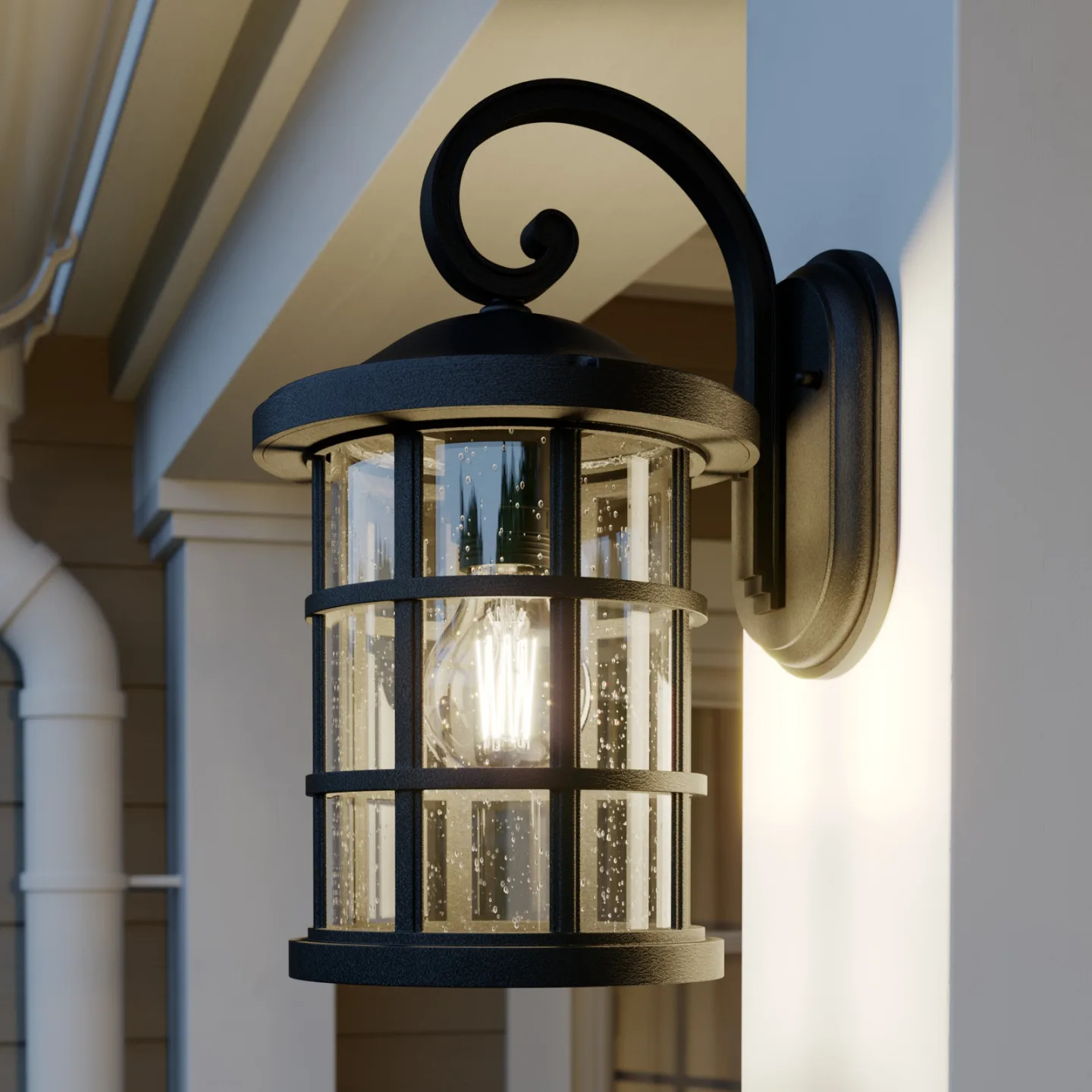 Ankea Außenwandleuchte Black/Clear - Lindby - Balkon - Antik - Kunststoff - Einflammig
