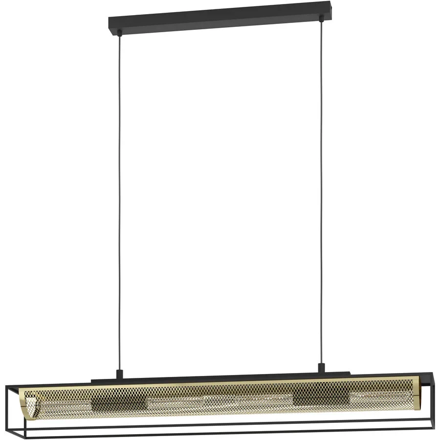 Eglo Pendellampe Nohales Schwarz Stahl 17 cm 150 cm - Farbe: Schwarz/Messing