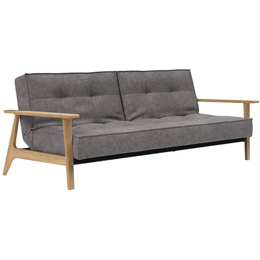 Bettsofa Split Grau Stoff 232 cm 99 cm Ausklappbar