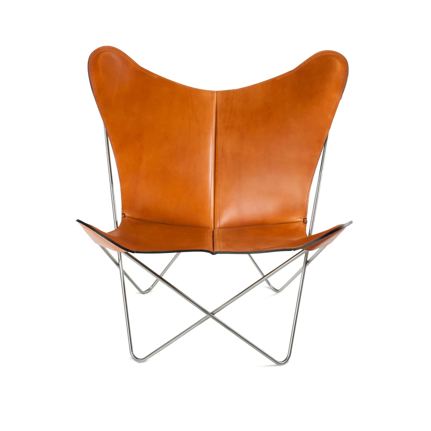 OX Denmarq - Trifolium Chair, Stainless Steel Frame, Leather: Mocca - Fåtöljer - Dennis Marquart - Brun - Läder/Metall