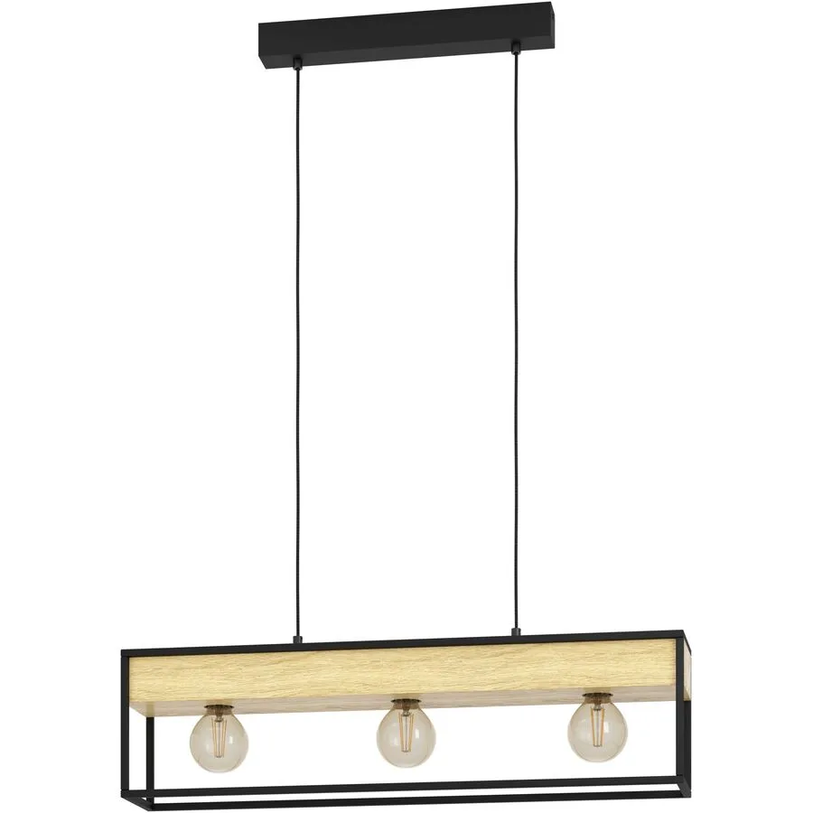 Eglo Pendellampe Libertad 1 Braun/Schwarz Stahl/Holz 14 cm 110 cm - Material: Holz/Stahl