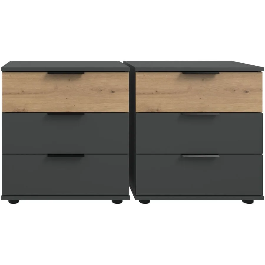 Nachttisch Shane Eiche, Graphit Holzwerkstoff B 104 H 58 cm