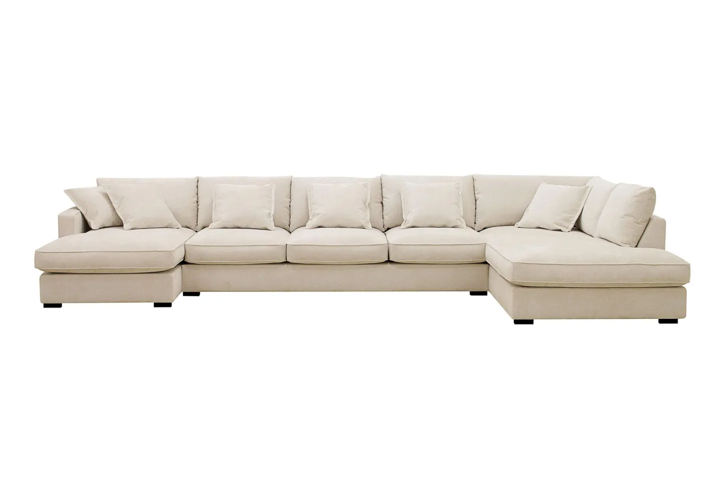 Rossita Lyx 6-sits Högervänd U-formad Extra djup Soffa med Divan och Schäslong i Chenille - Beige