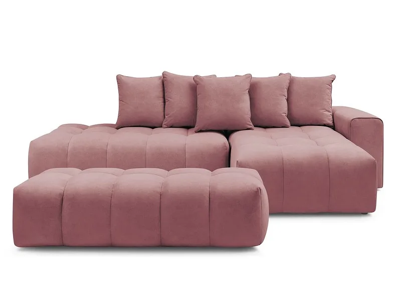 Ecksofa mit Hocker BOBOCHIC MONT-BLANC Samt rosa