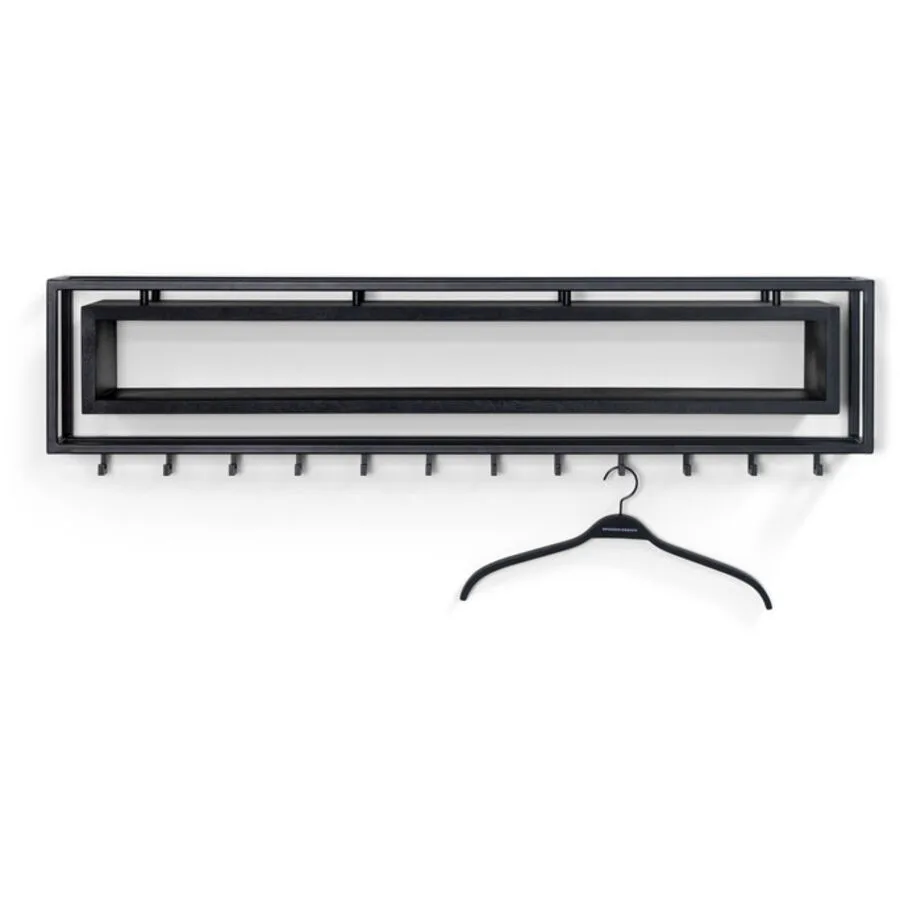 Spinder Design Garderobenleiste Hesta Schwarz/Nature Stahl/Eiche B 118 T 19 cm H 29.5 cm