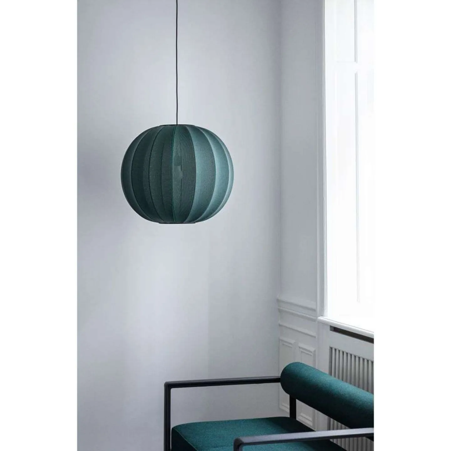 Knit-Wit 45 Oval Pendelleuchte Tweed Green - Made by Hand - Schlafzimmer - Aluminium